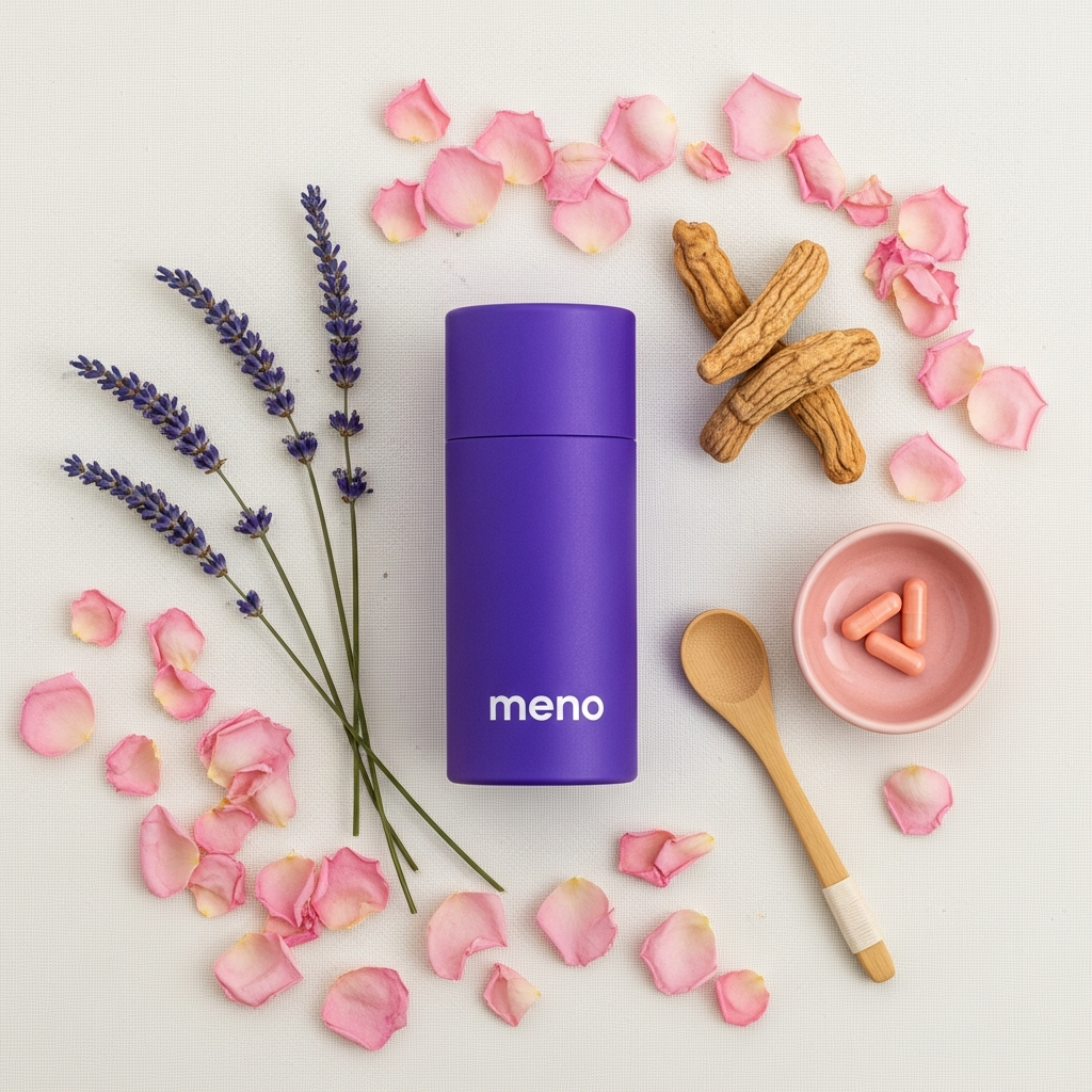 MENO flat lay con ingredientes naturales