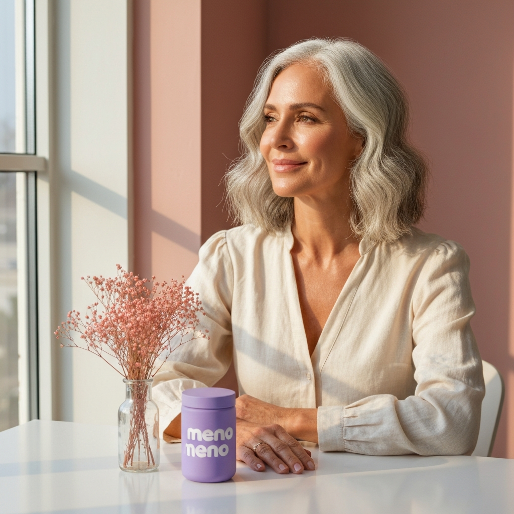 Mujer radiante con MENO - bienestar natural